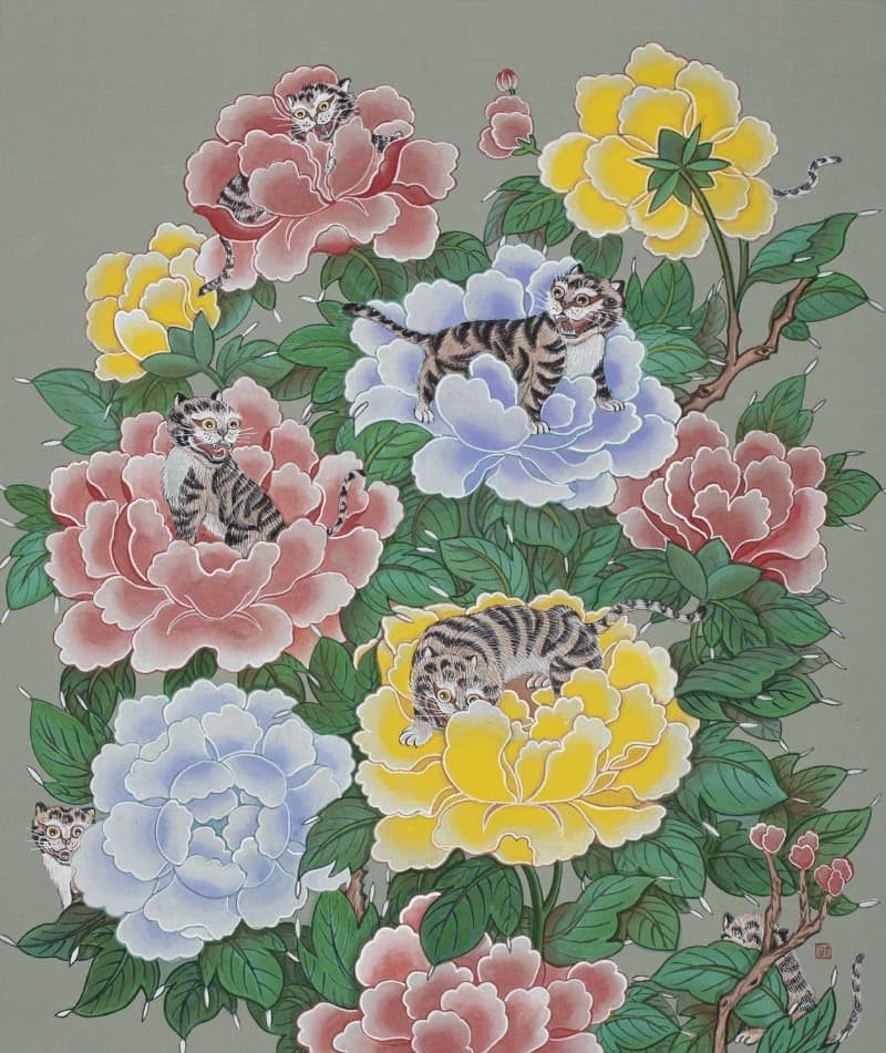 곽수연, 범虎 · 장지에 채색 · 69x58cm · 2021 (이미지출처 = 이천시립월전미술관)