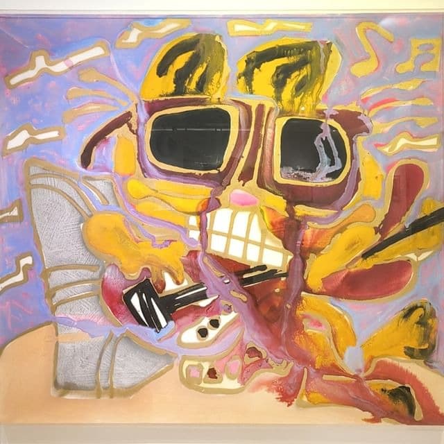 Katherine Bernhardt, Rockstar Sunset · Acrylic and Spray Paint on Canvas · 182.9 x 198.1 cm · 2018 (출처=윤선갤러리) · Katherine Bernhardt, Rockstar Sunset · Acrylic and Spray Paint on Canvas