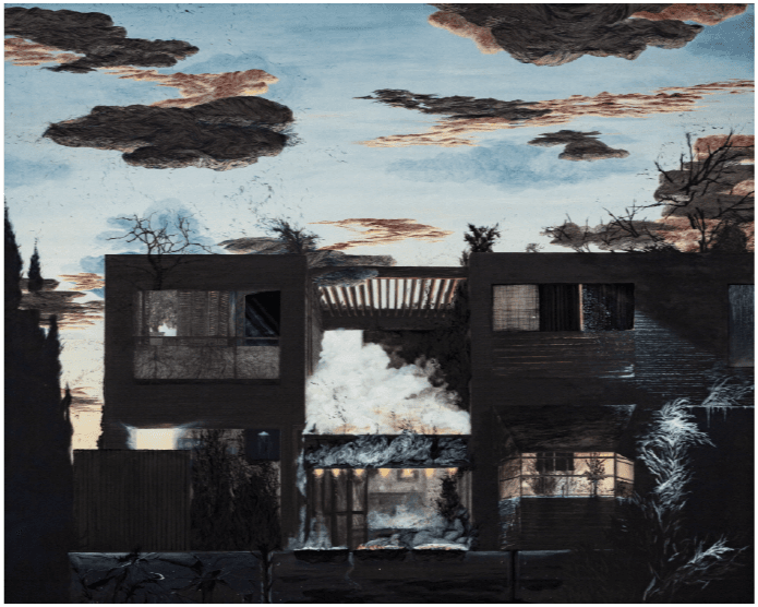 the oasis · 장지에 혼합재료 · 130.3x162.2cm · 2022 (이미지출처 = 아트비트갤러리)