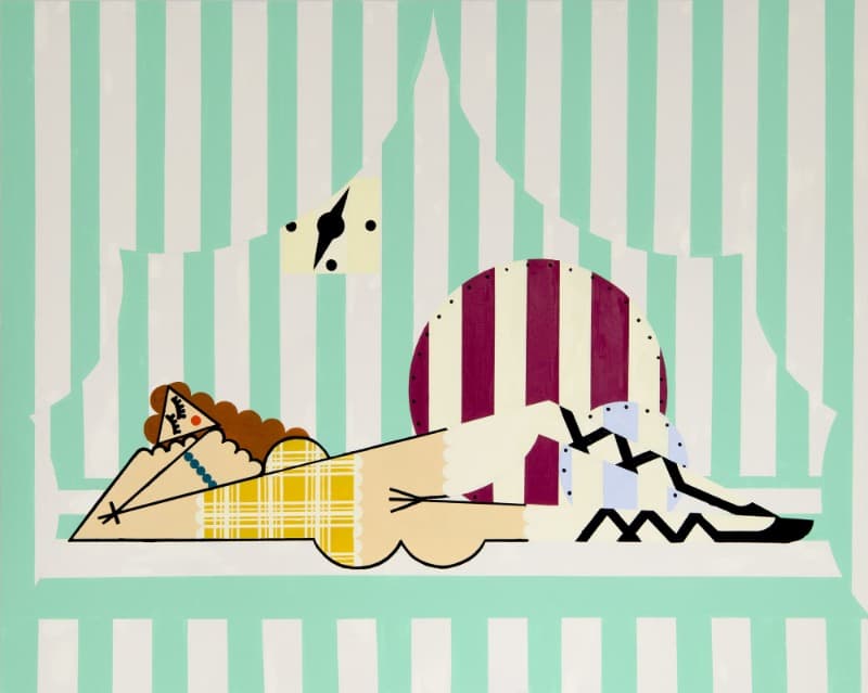 Farah Atassi, Sleeping Dancer · acrylic and glycerol on canvas · 60 x 200 cm · 2020 (제공=뉴스프링프로젝트) · Farah Atassi, Sleeping Dancer