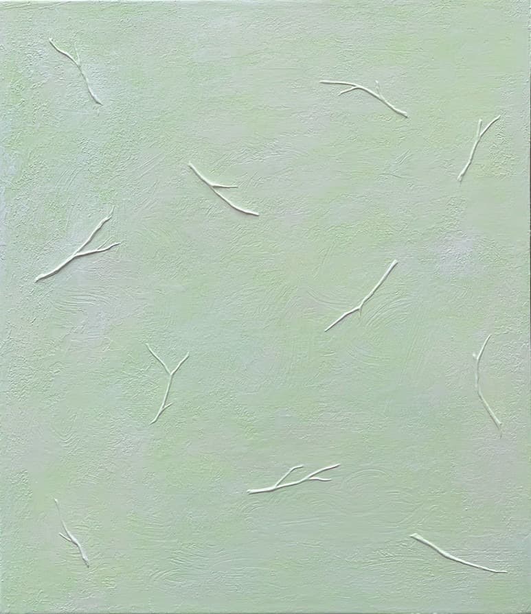 spring perfume green · Mixed media on canvas · 45.5 x 53.0cm · 2022 (이미지출처 = 갤러리일호) · spring perfume green · Mixed media on canvas