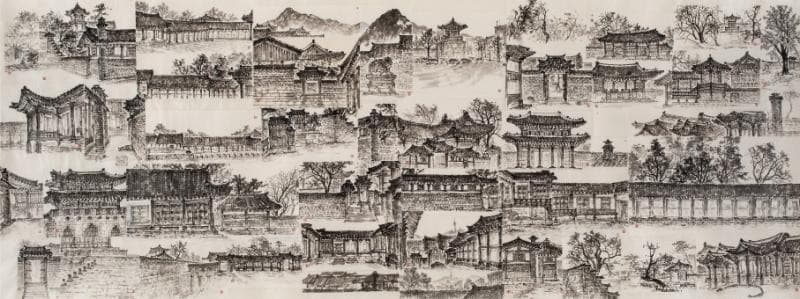 창덕궁 · 한지에 수묵 · 85x229cm · 2021 (이미지출처 = 겸재정선 미술관)