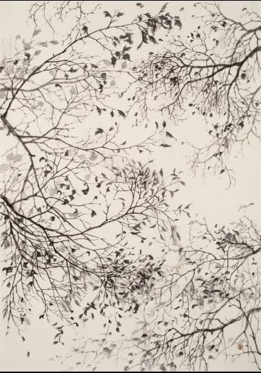 락엽樂葉1 · 한지에 수묵 · 63x45cm · 2021 (이미지출처 = 겸재정선 미술관)