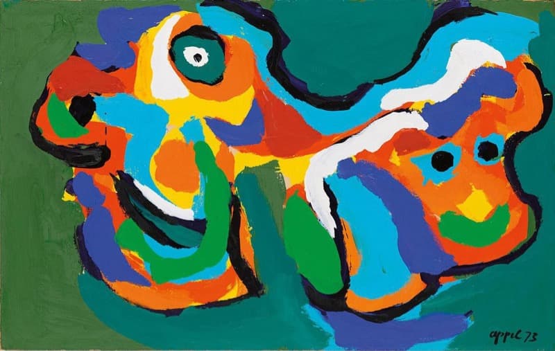 카렐 아펠, 두 개의 머리 · 캔버스에 놓은 종이에 아크릴 · 49 x 77,5 cm · 1973 (이미지출처 = 오페라갤러리)