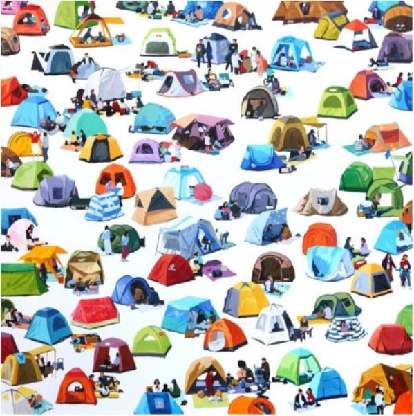 이상원, Tents · 캔버스에 유채 · 200x200cm · 2019 (이미지출처 = 인천서구문화재단)