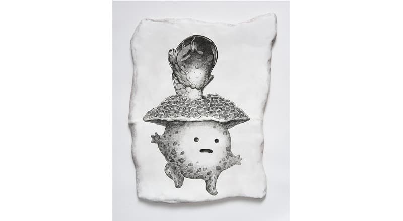 땅충이_벽화 · Ceramic, Fired-drawing · 460x600(mm) · 2021 (이미지출처 = 학고재아트센터) · Camo_mural · Ceramic, Fired-drawing