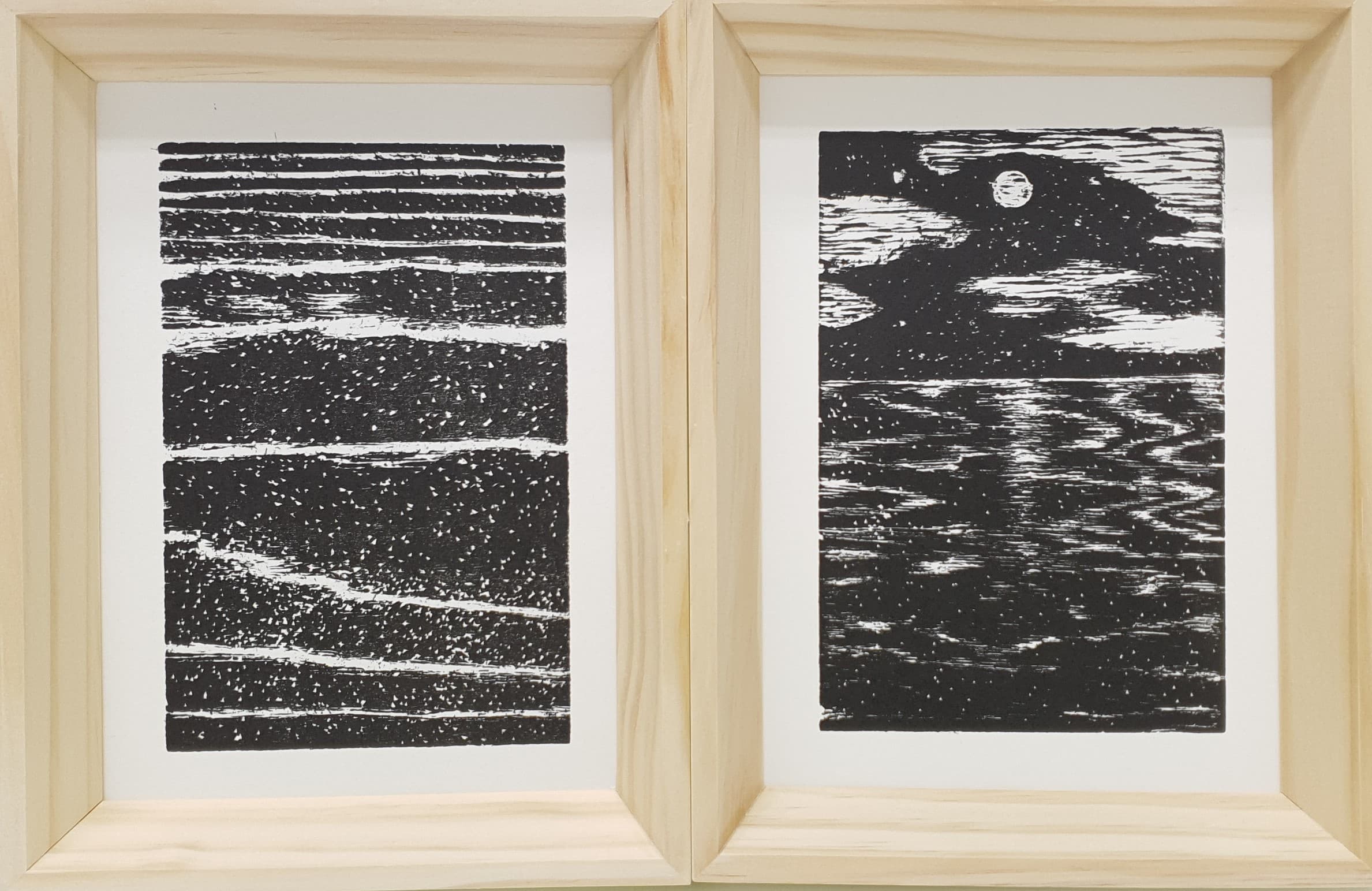 물결/밤 · woodcut · 10*15cm · 2018 · Wave/night · woodcut