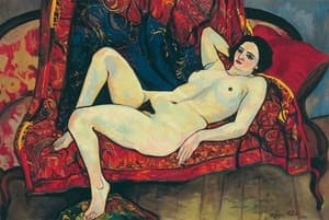 Nu au canape rouge by Suzanne Valadon