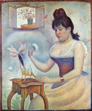 Young Woman Powdering Herself