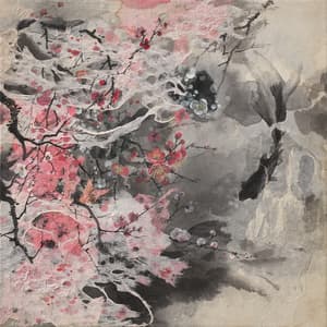 영(泳)의 인상(印象)_The impression of Swimming_ 캔버스, 한지에 수묵채색, 한지 꼴라주_ 40.0×40.0cm_ 2020